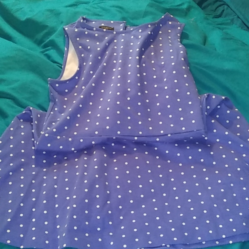 Blue and White Poka Dot dress with Back Zipper